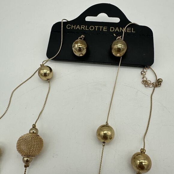 Vintage Charlotte Daniel Gold Tone Necklace And Earrings - Picture 2 of 7